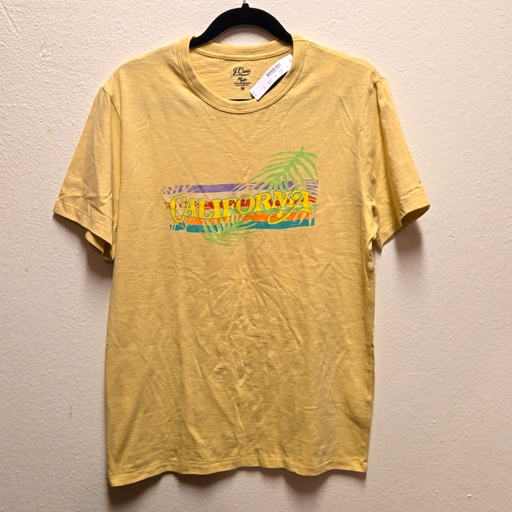 NWT, J Crew Slub Jersey California Graphic T-Shirt, Men's Size Medium, yellow